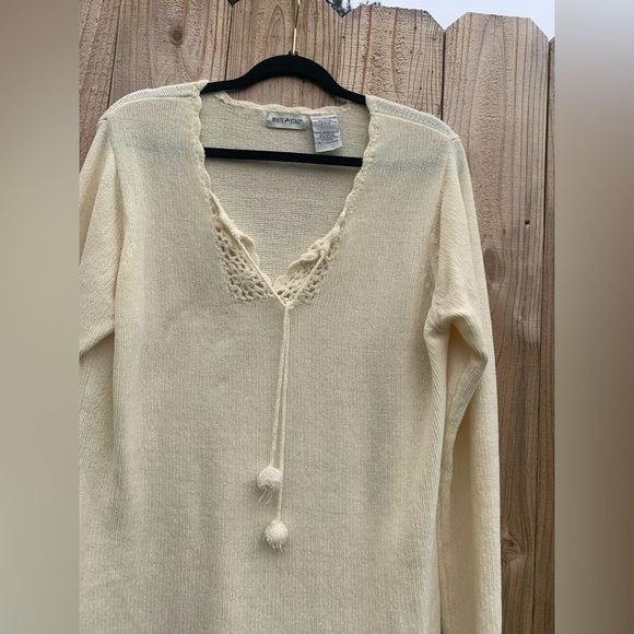Vintage White Stag Cream Sweater- Size large‎ 12/14 pom pom Y2k cozy boho - Picture 10 of 11